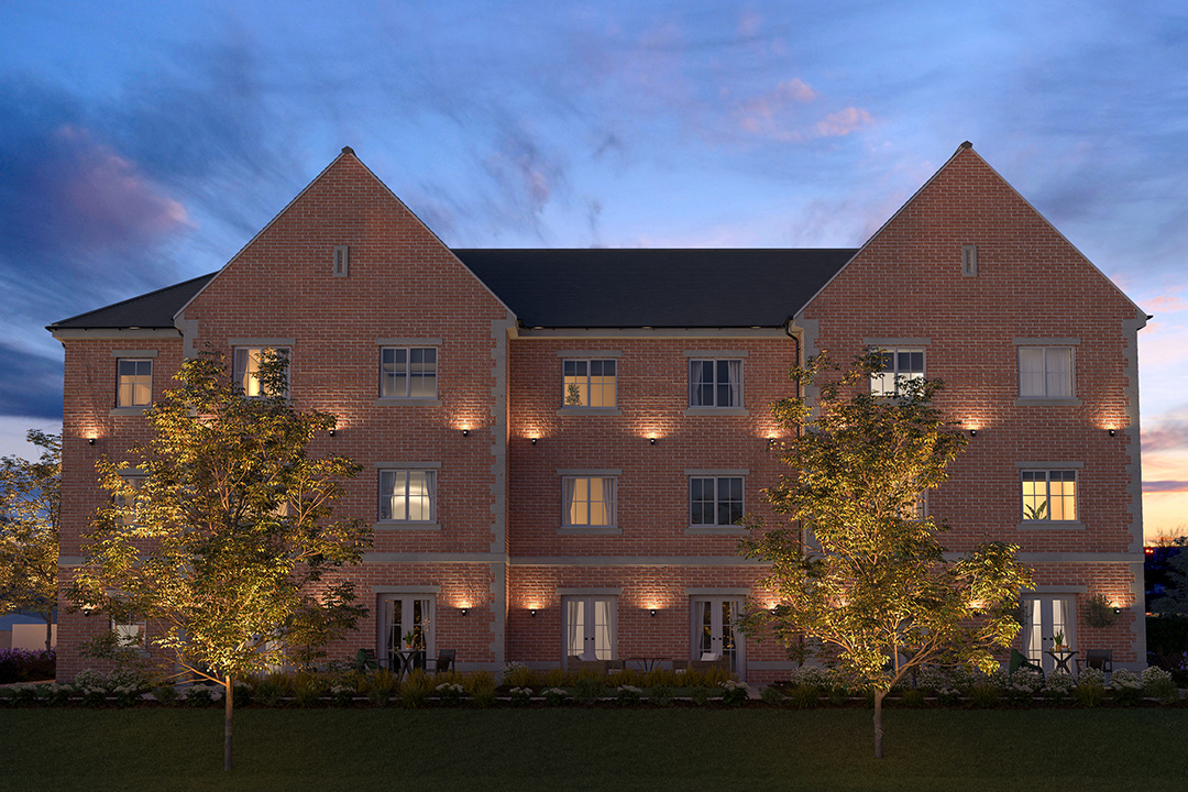 Front profile image of the apartments at the Bournleigh development.