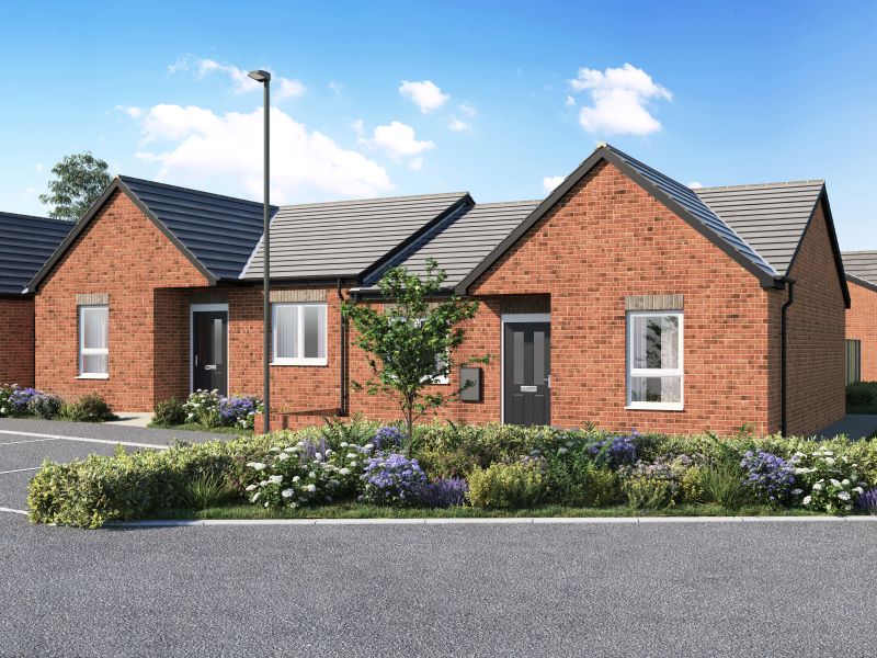 A computer generated image of The Bilberry bungalow house type at The Maples development in Lichfield
