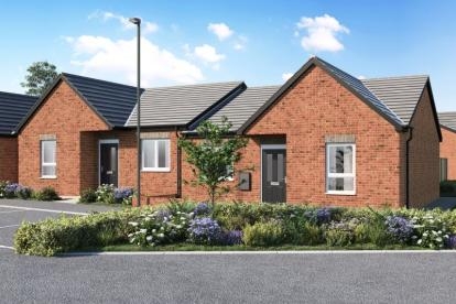 A computer generated image of The Bilberry bungalow house type at The Maples development in Lichfield