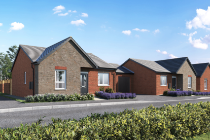 A computer generated image of The Mullberry bungalow house type at The Maples development in Lichfield
